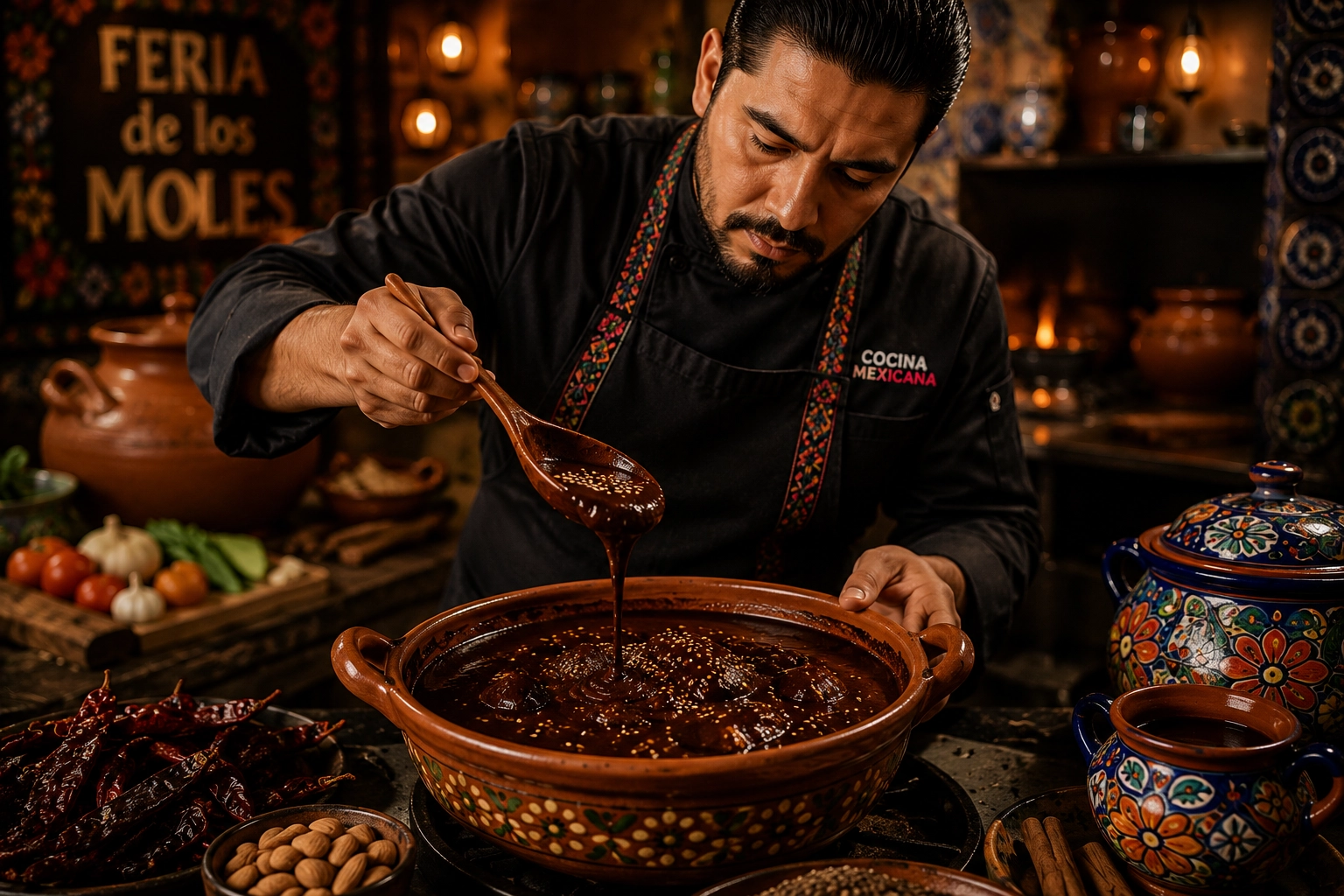 Chef preparando mole